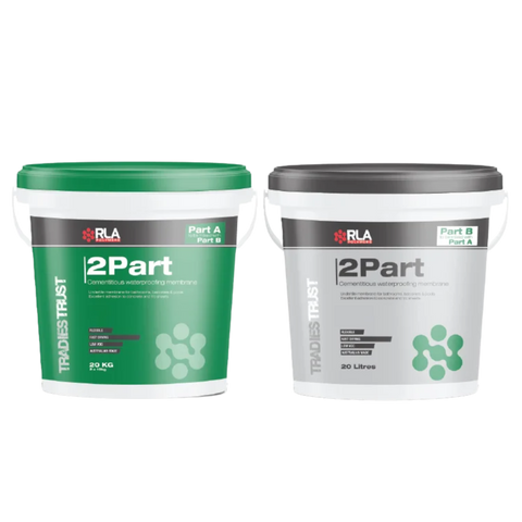 RLA 2 Part cementitious waterproofing membrane: 20kg Part A powder pail & 20L Part B liquid pail for AS 4858 wet area barr...