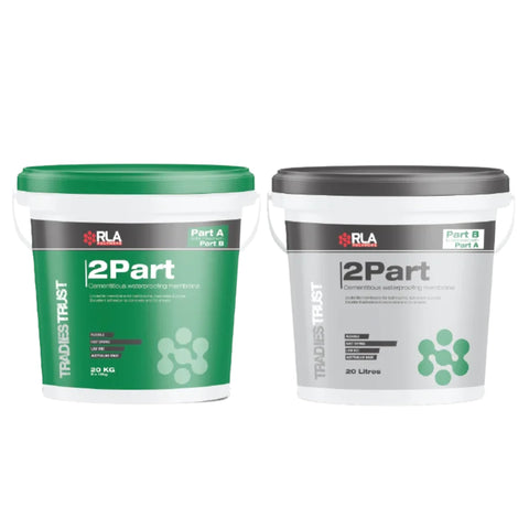 RLA 2 Part cementitious waterproofing membrane: 20kg Part A powder pail & 20L Part B liquid pail for AS 4858 wet area barr...