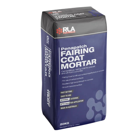 RLA Penapatch Fairing Coat Mortar 20kg bag, fast-setting for concrete surface repairs, internal/external use, made in Aust...