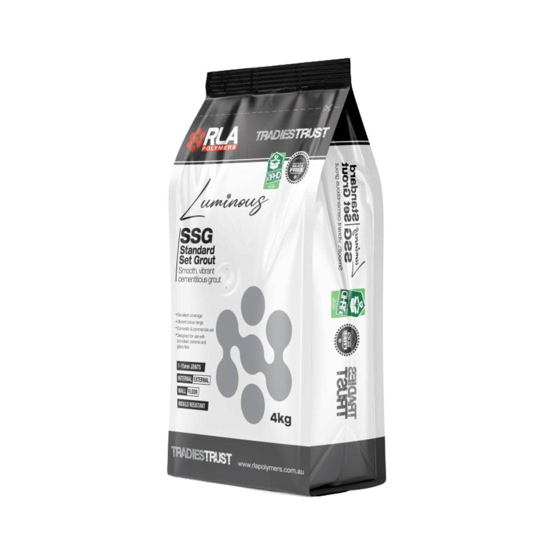 RLA Luminous SSG coloured tile grout 4kg bag for internal and external tiling