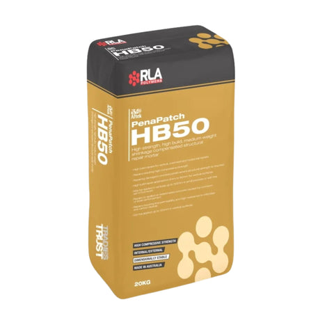 RLA Penapatch HBSO HB50 20kg high build mortar bag, high compression strength, made in Australia