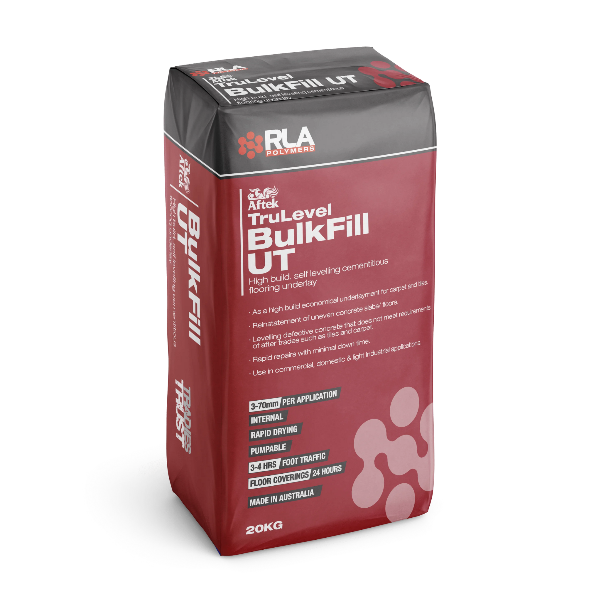 RLA TruLevel BulkFill UT 20kg bag: pumpable cementitious leveller for 3-70mm floor substrate prep, walk-on 3-4h, tiles in ...