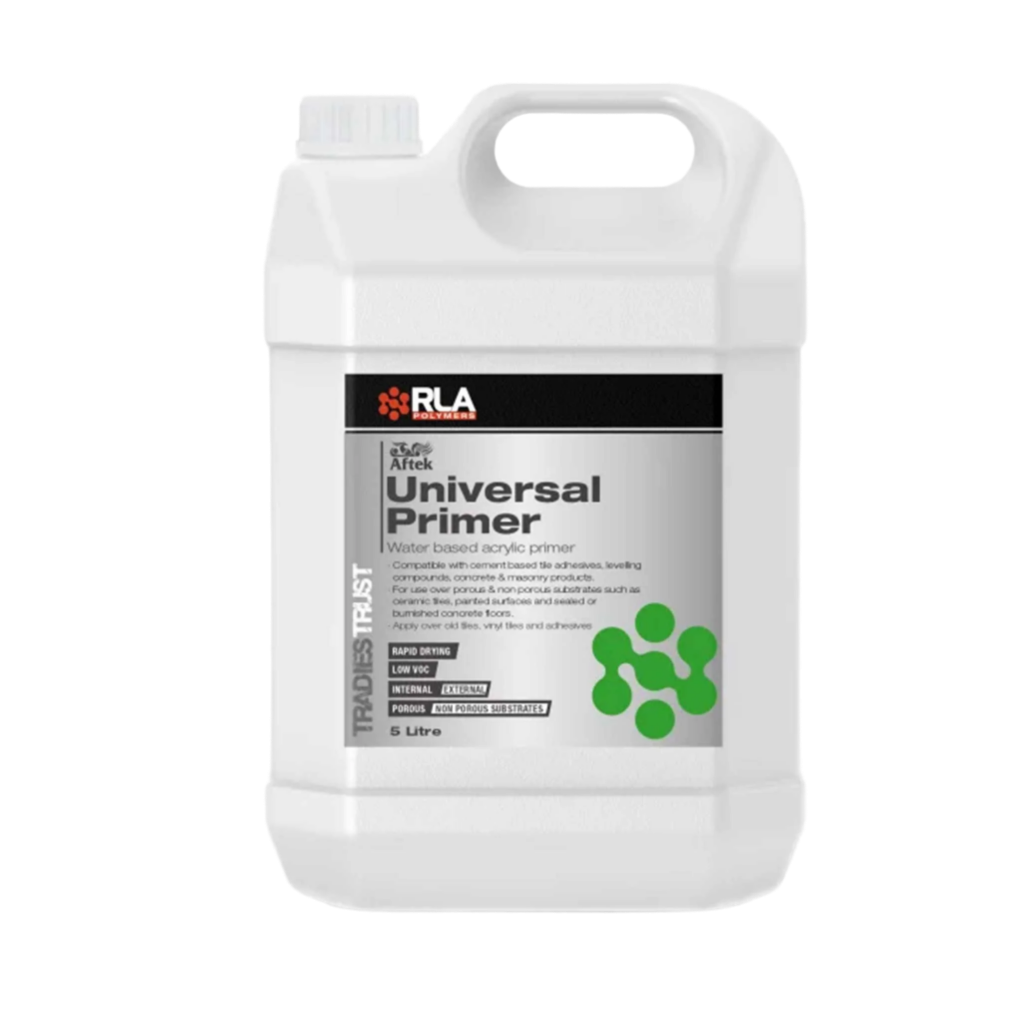 RLA 5L Universal Primer jerry can: water-based acrylic for priming porous concrete (1:2) & tiles neat, boosts tile adhesiv...