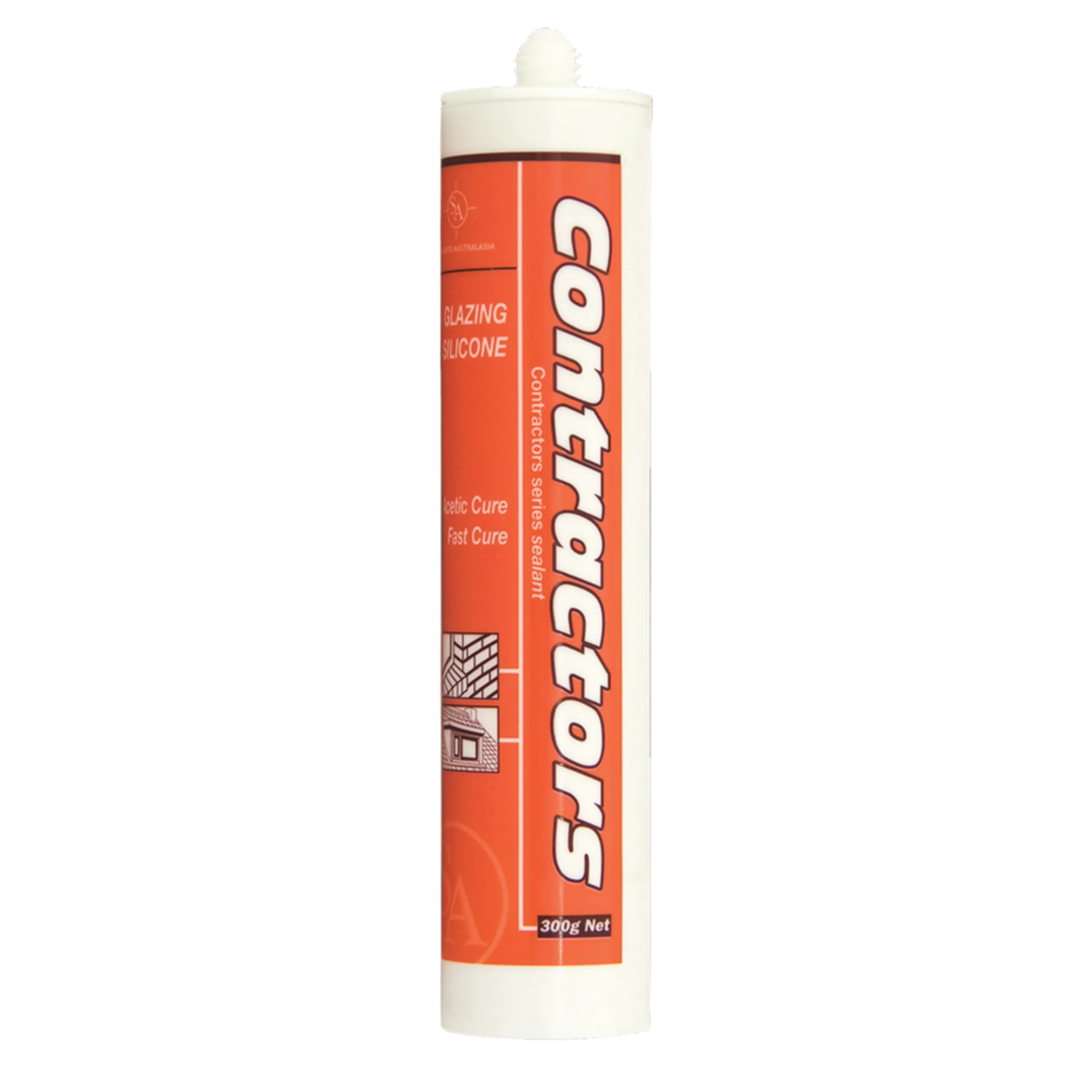 SA Contractors 300g acetic cure silicone sealant cartridge for glazing, joint sealing & UV-resistant weatherproofing
