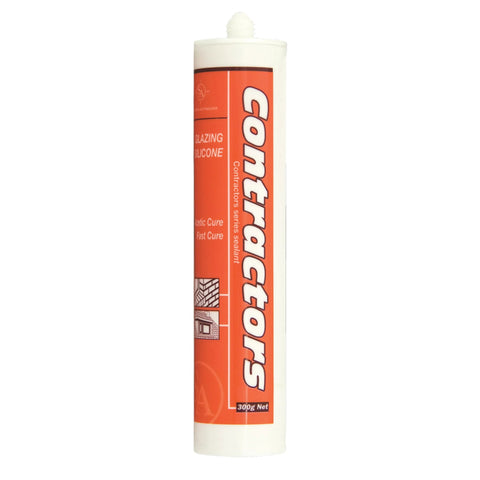SA Contractors 300g acetic cure silicone sealant cartridge for glazing, joint sealing & UV-resistant weatherproofing