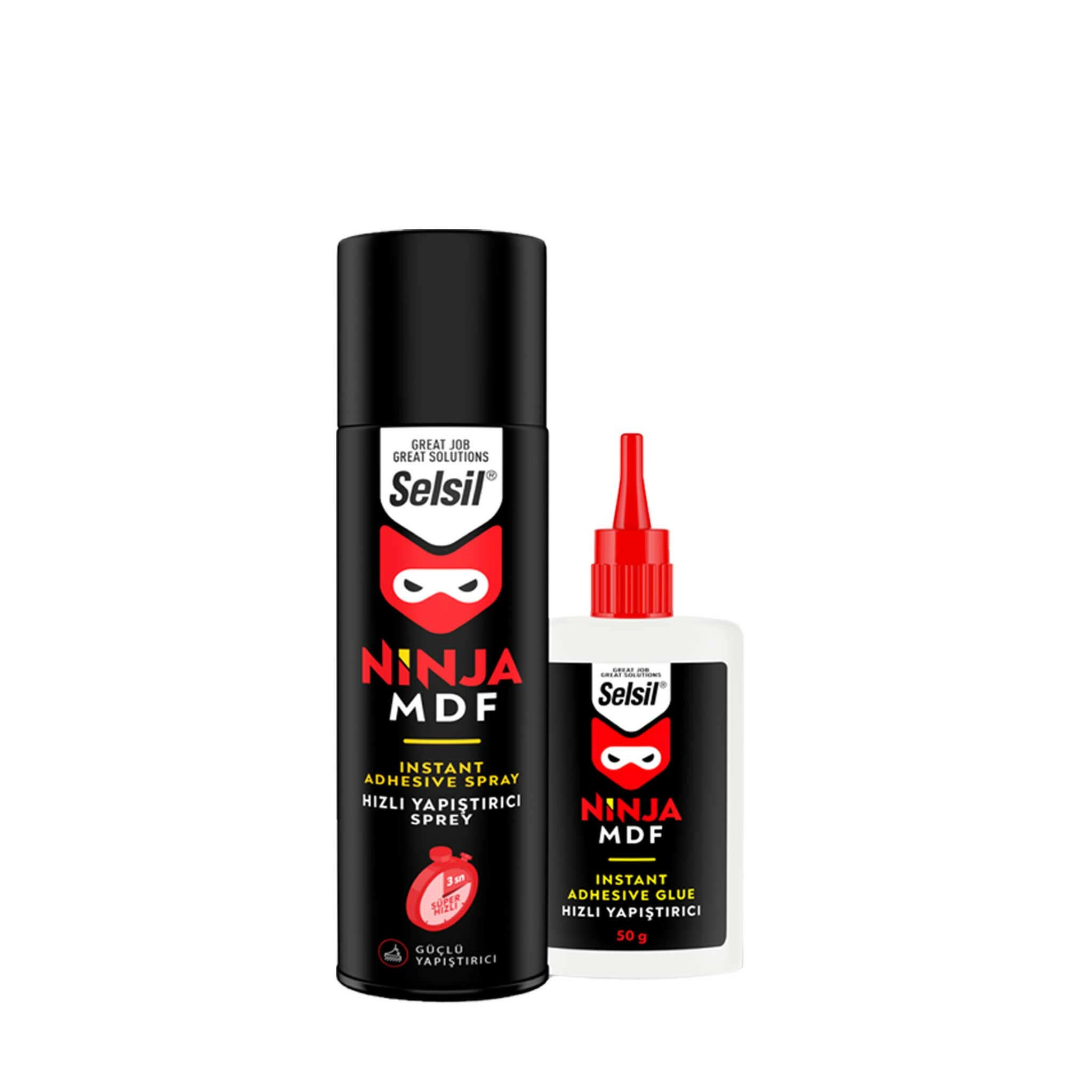 Selsil Ninja MDF cyanoacrylate kit: 50g tube + 100ml activator spray for instant, non-sag bonding on MDF panels & vertical...