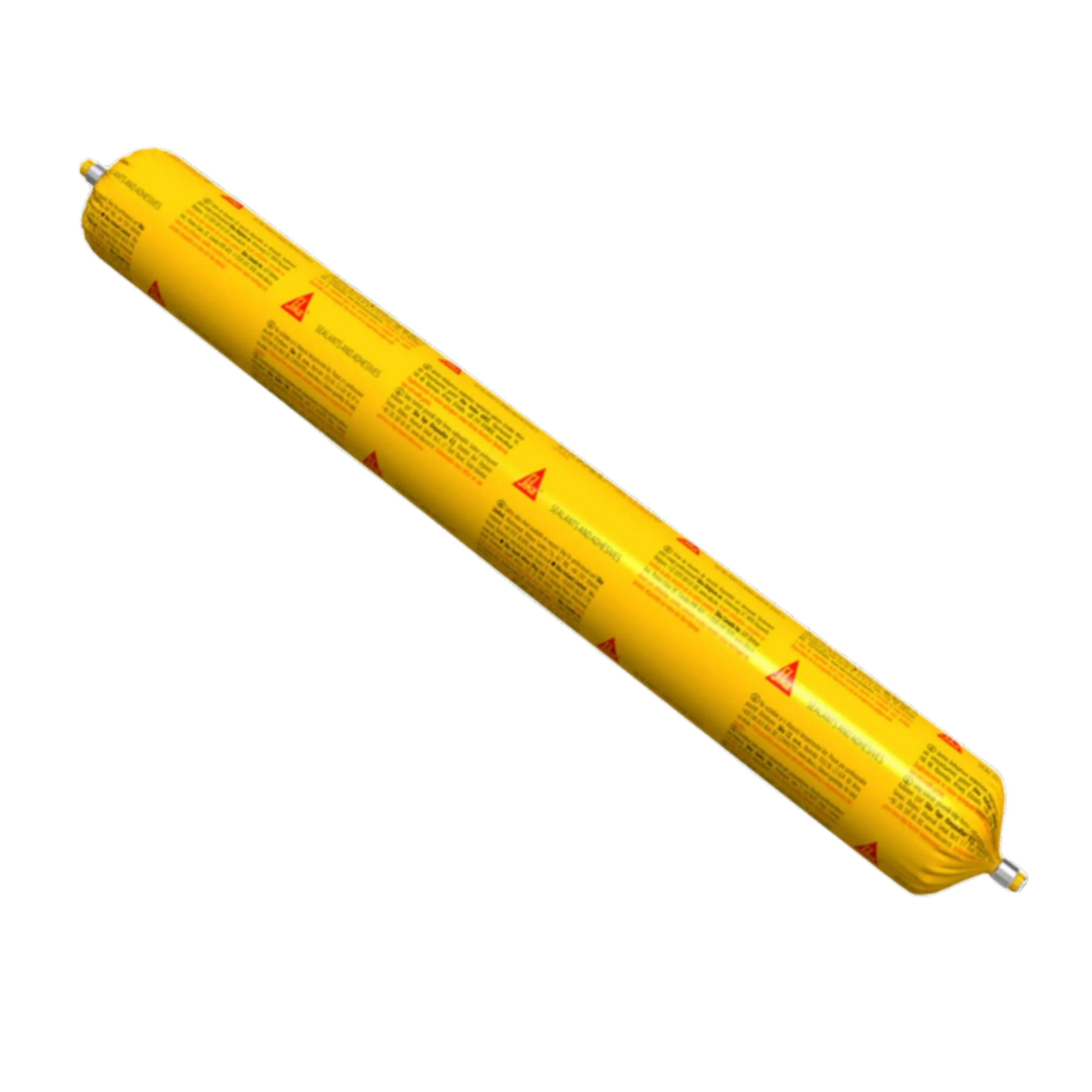 Yellow Sikaflex PRO polyurethane sealant sausage pack for joint sealing in facades, concrete; ±25% movement capability.