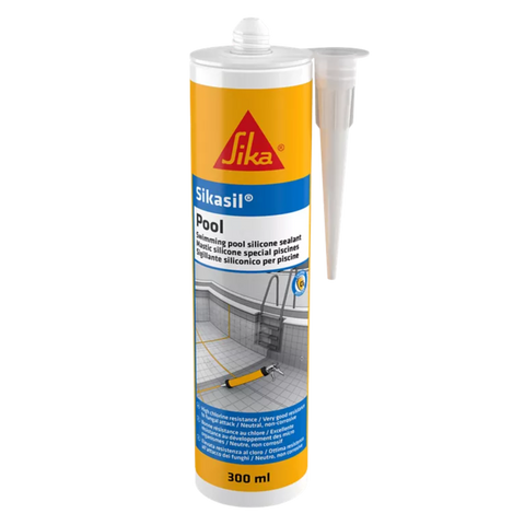 Sika Sikasil Pool 300ml neutral-cure silicone sealant cartridge for waterproof pool joint sealing, chlorine & mould resist...