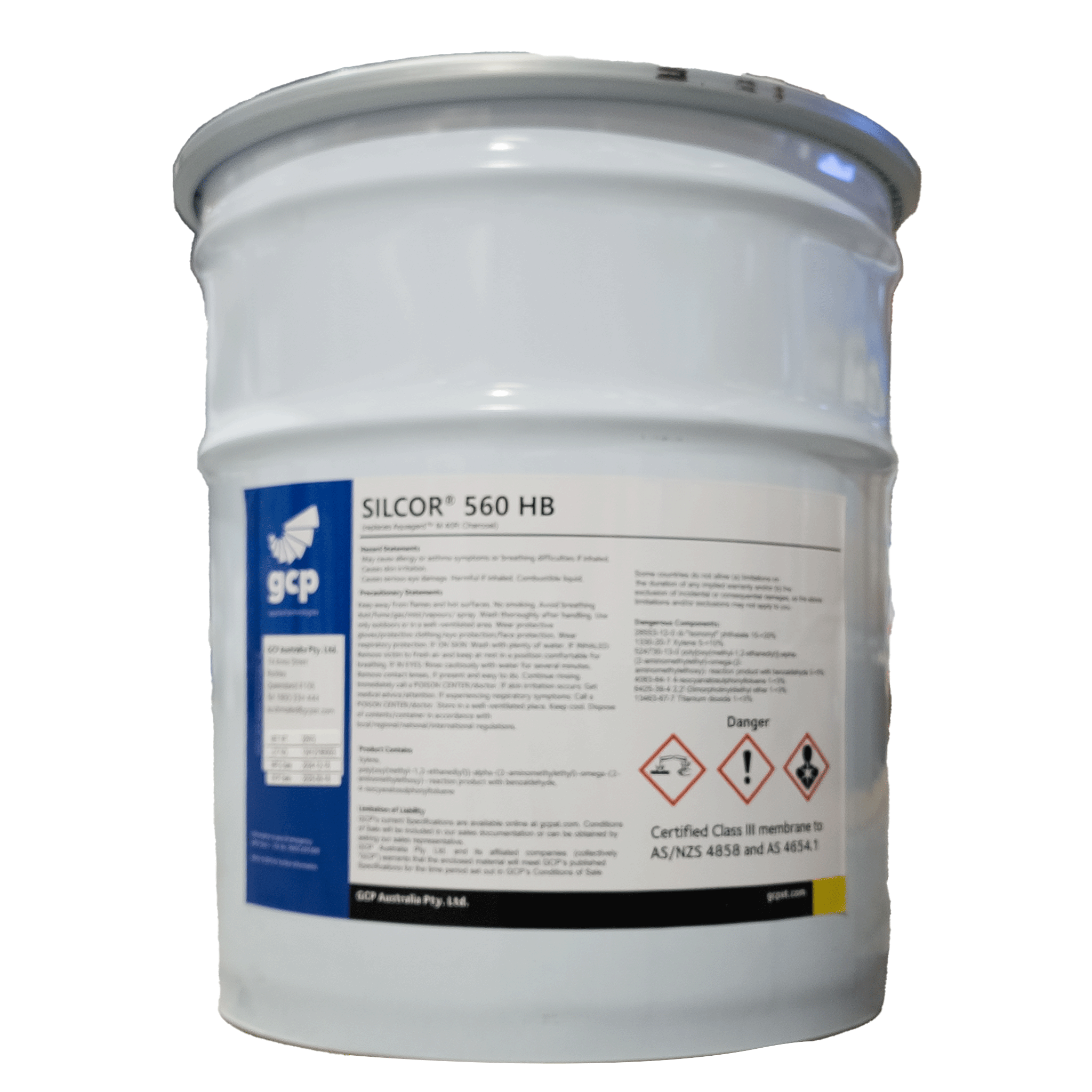 Silcor 560 HB Charcoal 22kg pail, GCP Class III polyurethane waterproofing membrane for AS 4654 compliant balconies & wet ...