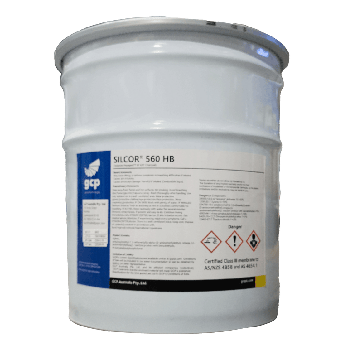 Silcor 560 HB Charcoal 22kg pail, GCP Class III polyurethane waterproofing membrane for AS 4654 compliant balconies & wet ...