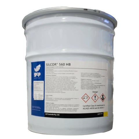 Silcor 560 HB Charcoal 22kg pail, GCP Class III polyurethane waterproofing membrane for AS 4654 compliant balconies & wet ...