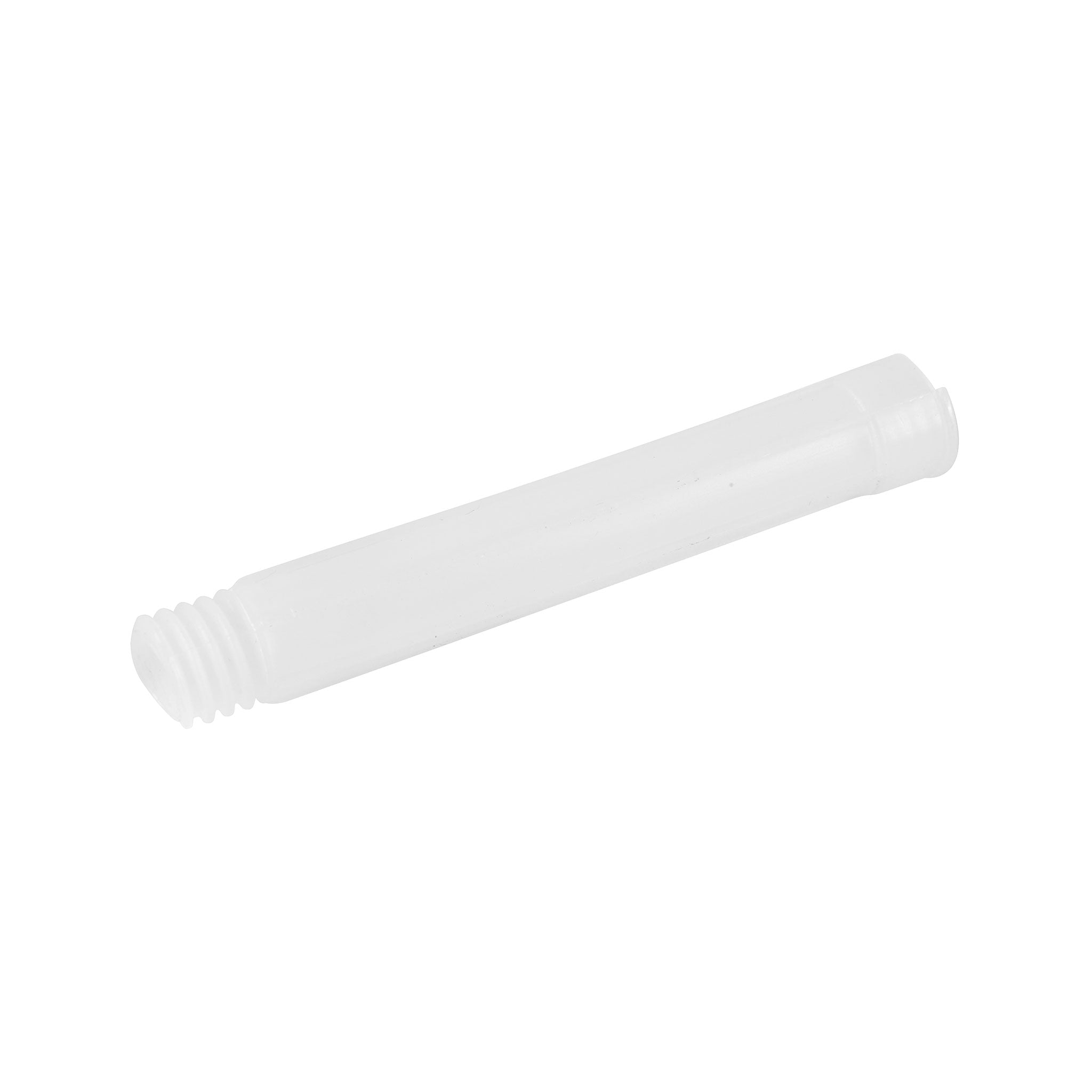Pack of 6 white silicone nozzle extensions for caulking guns; extends reach for precise joint sealing in tight spaces.