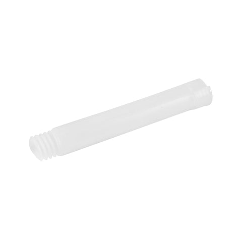 Pack of 6 white silicone nozzle extensions for caulking guns; extends reach for precise joint sealing in tight spaces.