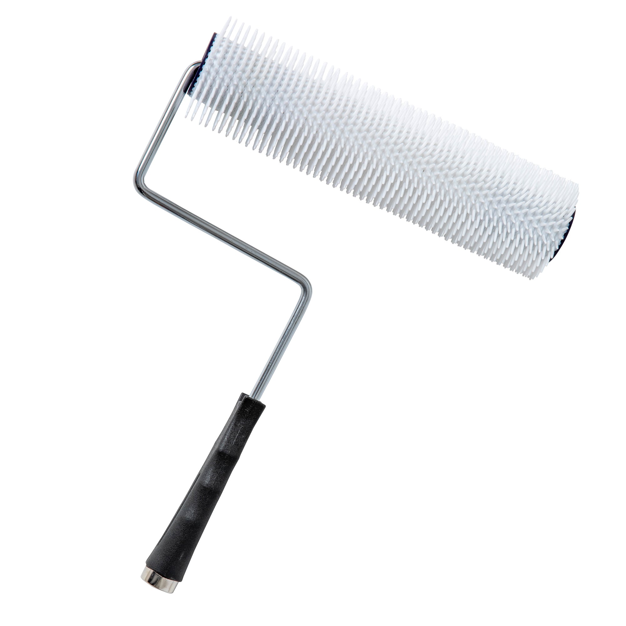 270mm white spiked roller frame (72mm spikes) applies epoxy coatings, removes air bubbles from resin surfaces.