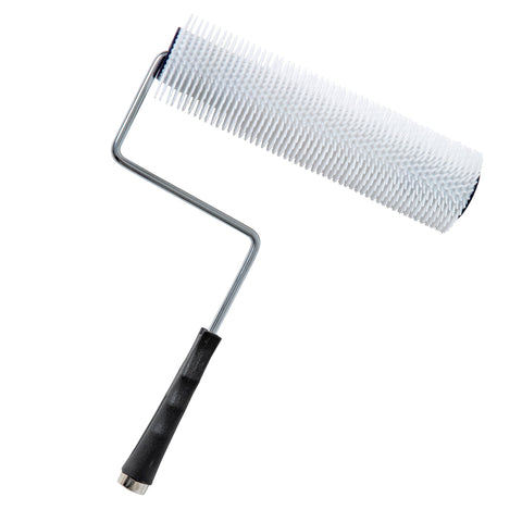 270mm white spiked roller frame (72mm spikes) applies epoxy coatings, removes air bubbles from resin surfaces.