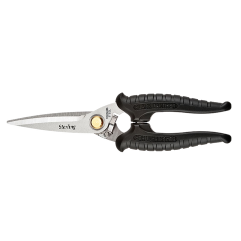 200mm Sterling Black Panther snips: ergonomic black grips, serrated stainless blades for precise aluminium, vinyl sheet cu...