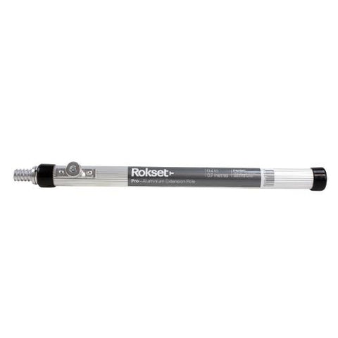 Rokset Pro heavy-duty aluminium telescopic extension pole extends 2x for high-reach painting, cleaning, gutter work.