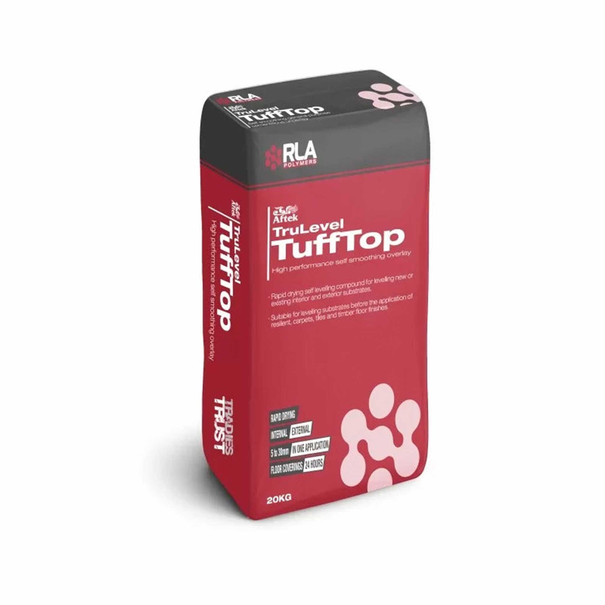 RLA TruLevel TuffTop 20kg bag, cementitious self-levelling compound for 3-30mm concrete floor smoothing, >40MPa strength, ...