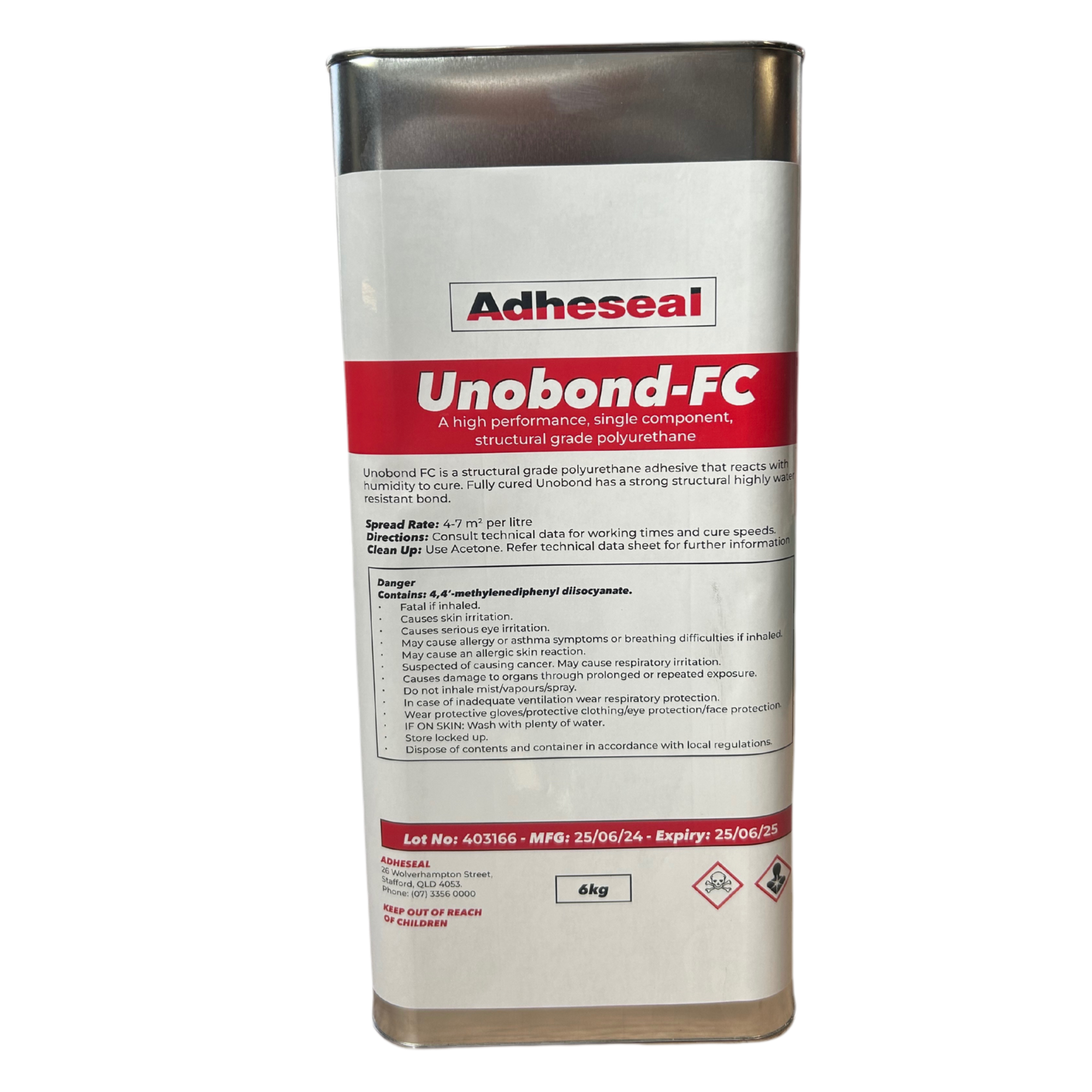 Adheseal Unobond FC blue moisture-curing polyurethane adhesive canister for structural bonding timber, metal, masonry in m...