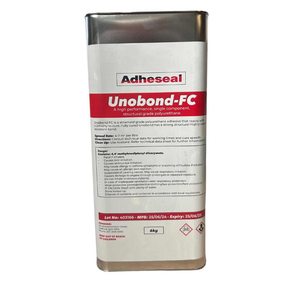 Adheseal Unobond FC blue moisture-curing polyurethane adhesive canister for structural bonding timber, metal, masonry in m...