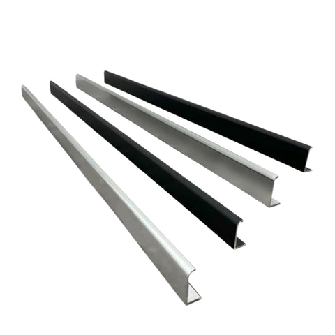 Waterstop Doorline bullnose aluminium sill: serrated legs grip waterproofing membrane for seamless wet area floor transiti...