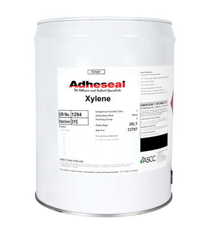 Adheseal Xylene 20L solvent drum thins solvent-based sealants, cleans grease/oil from stone, glass, metal in construction ...